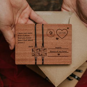 anniversary wooden card with bracelets
