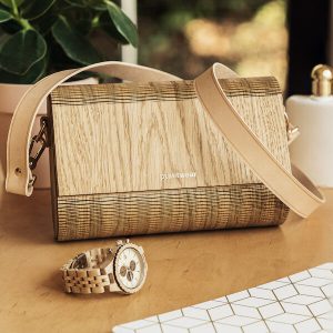 Wooden Handbag - Nature - Flap - Oak