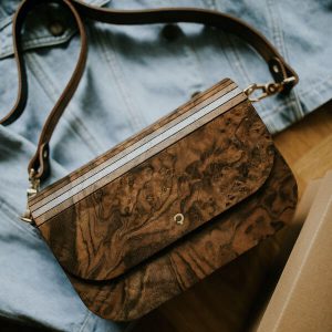 wooden handbag groove burr walnut