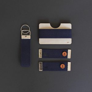 Set - cuff holders, wooden wallet, keyring