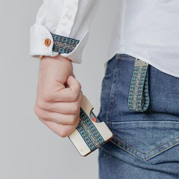 Set - cuff holders, wooden wallet, keyring