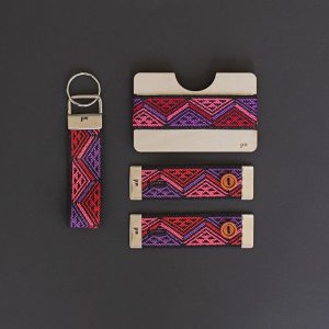 Set - cuff holders, wooden wallet, keyring