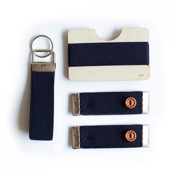 Set - Keychain, Cuff holders and wooden wallet