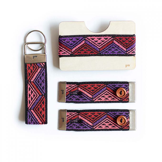 Set - Keychain, Cuff holders and wooden wallet