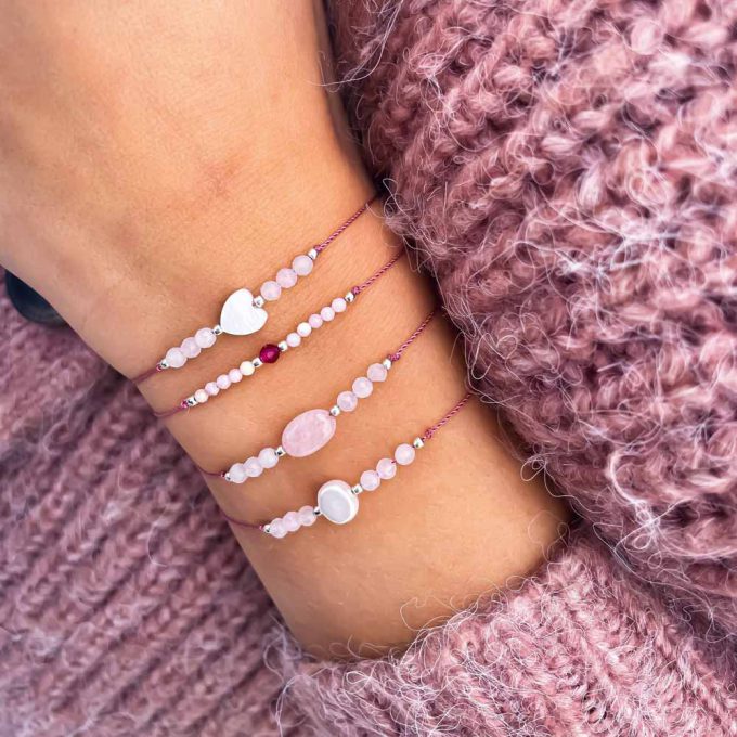 pink bracelet with gemstone