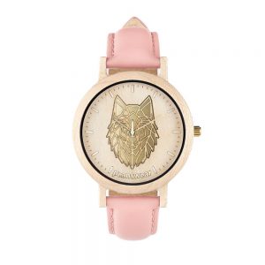 Pink watch with wolf