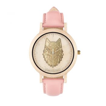 Pink watch with wolf