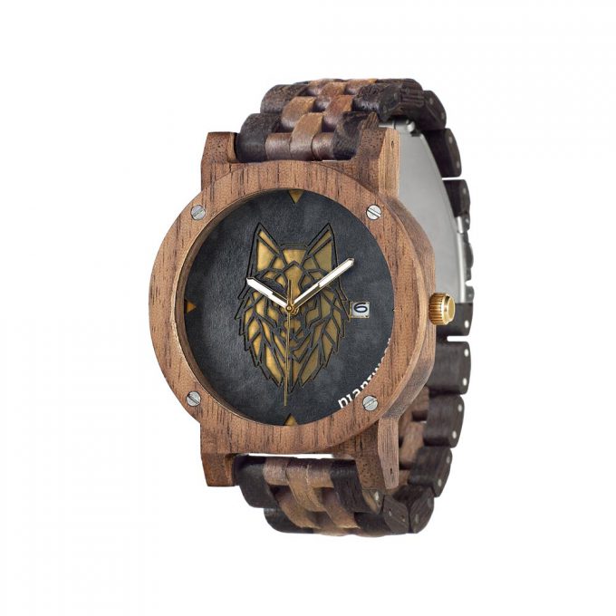 wooden and stone watch