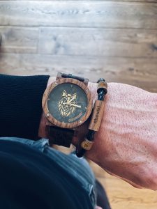 Black watch for men with wolf